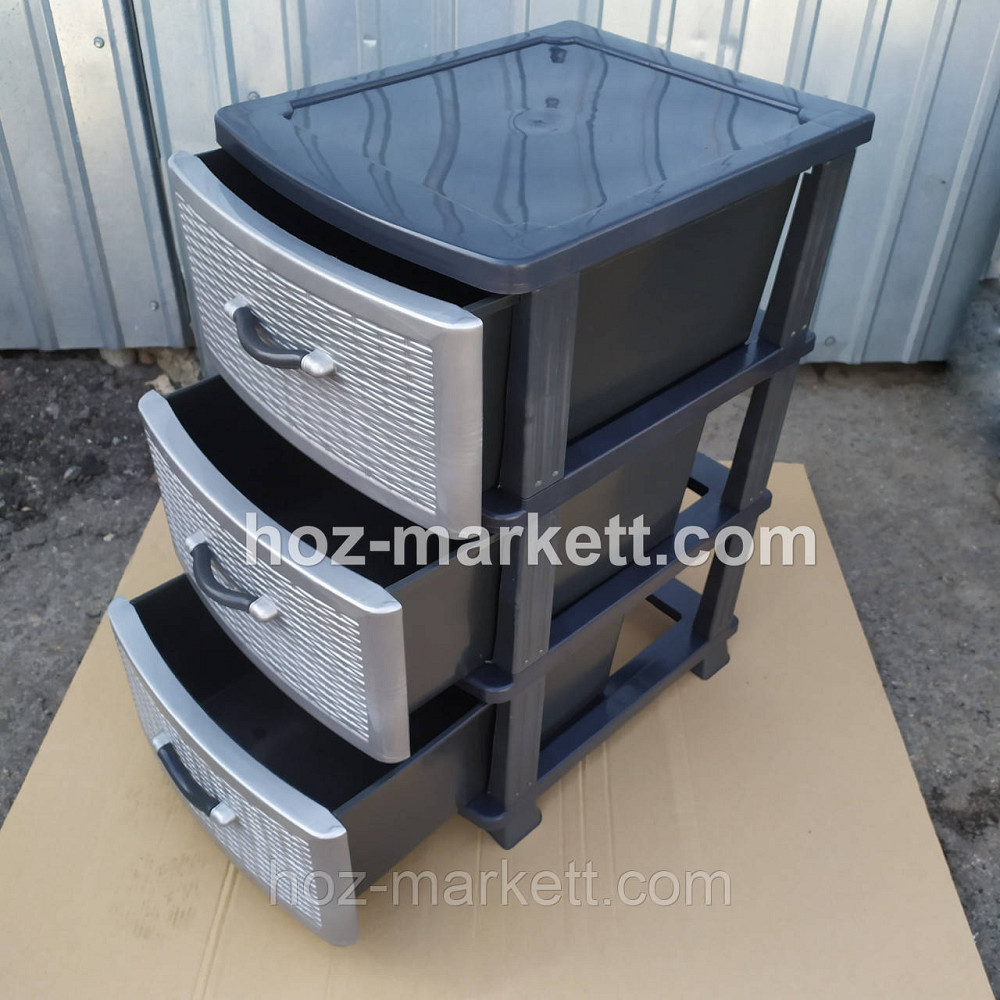 Комод пластиковый серый на 3 ящика производство Украина Харьков - изображение 2