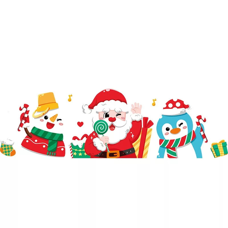 Новогодние силиконовые наклейки на окна 50 на 70 см разноцветный Киев - изображение 2