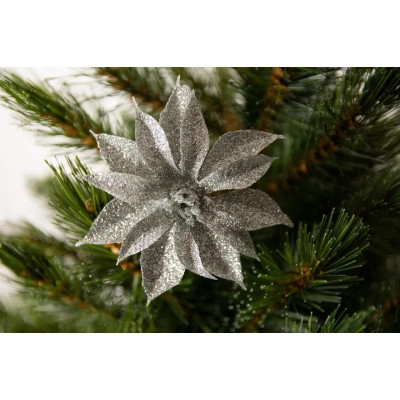 Ялинкова іграшка House Of Seasons Квітка декоративна на кліпсі срібляста H&amp;S 10 см 3 шт (8720362230816) Вінниця - фото 3