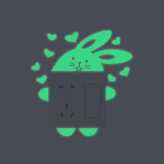 Люмінесцентна наклейка Заєць з сердечками 14 на 8 см салатовий Київ