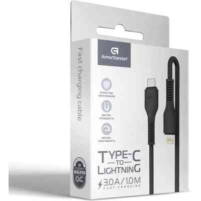Дата кабель USB-C to Lightning 1.0m AR88 3A Black Armorstandart (ARM65287) Винница