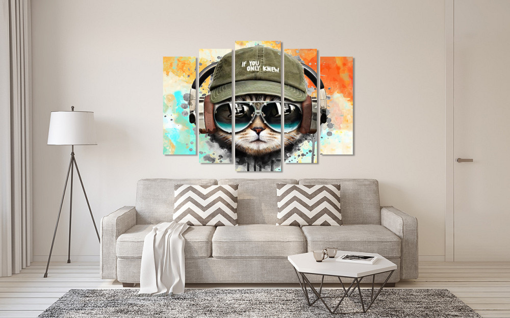 Модульна картина у вітальню/спальню Музичний кіт LM020_5 Київ - фото 2