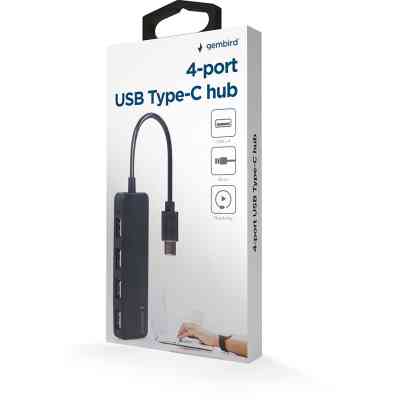 Концентратор Gembird USB-C 4 ports USB 2.0 black (UHB-CM-U2P4-01) Вінниця