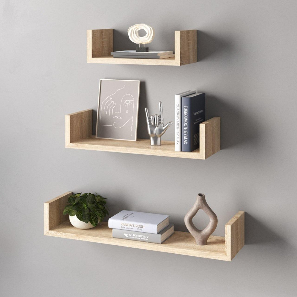 Полки настенные VAYS M-37, набор из 3 навесных полок из ЛДСП - для дома, офиса, гостиной Львов - изображение 2