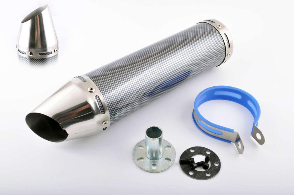 Глушник (тюнінг) 300*9 см, кріп. Ø48mm (нержавіюча сталь, карбон mod:1, прямоток, тип:4) Мукачево - фото 1