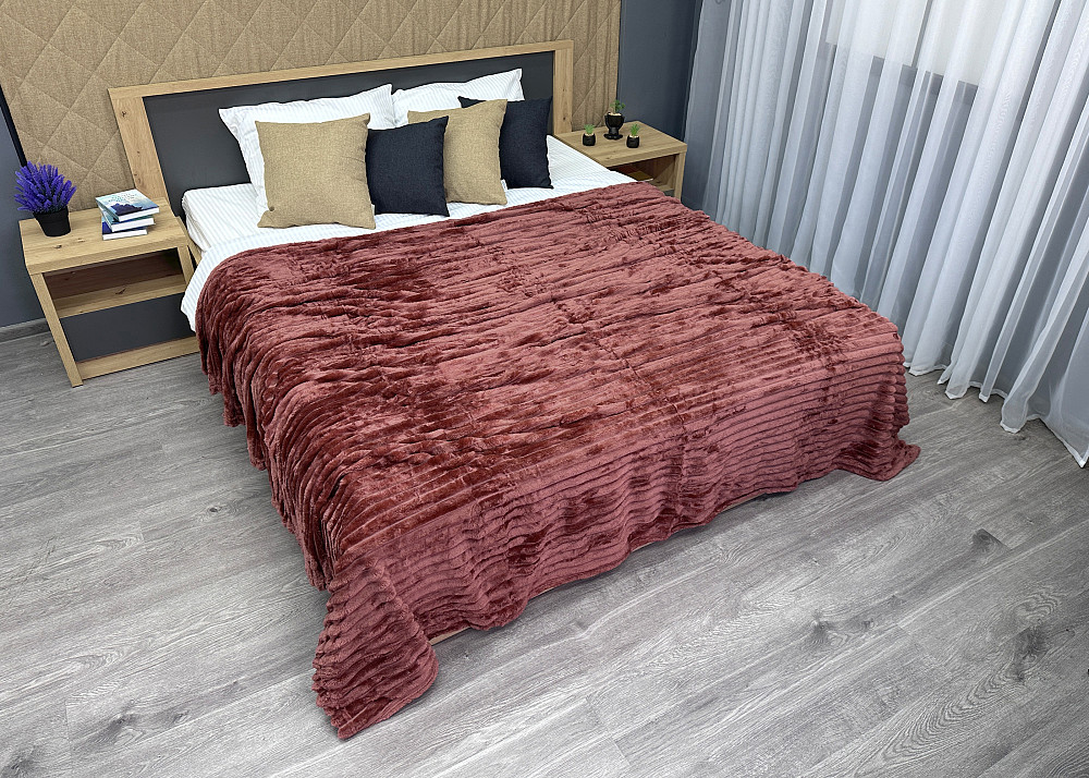 Плед-покривало смужка Шарпей 200х225 см (+-10см) Кораловий (87-153) Київ - фото 4