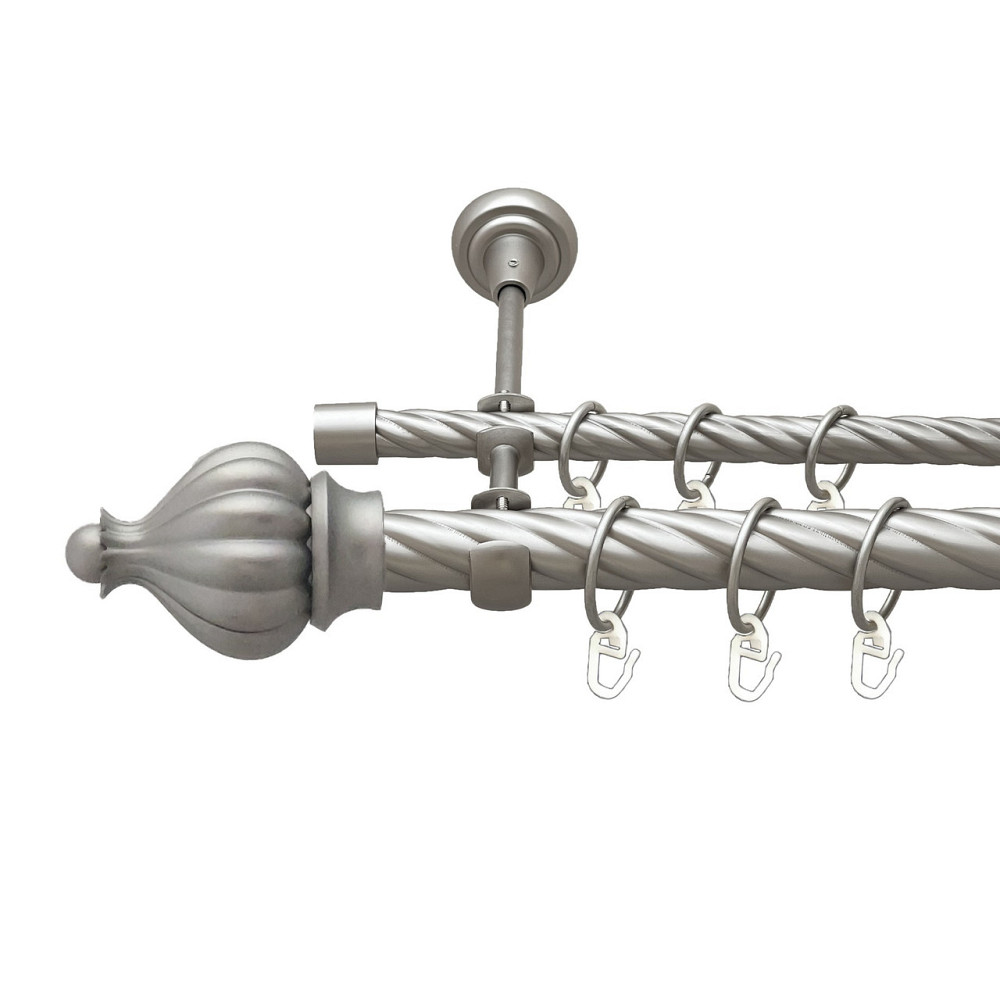 Карниз Orvit Таджа металевий дворядний відкритий скручена труба кільце металеве Сатин 25\16 мм 240 см (00-00023598) Львів - фото 1