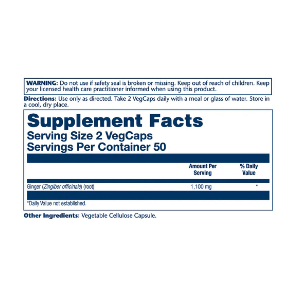 Корінь імберу Solaray Ginger Root 1100mg (2 serv. of 550mg) 100 раст капс Київ - фото 2
