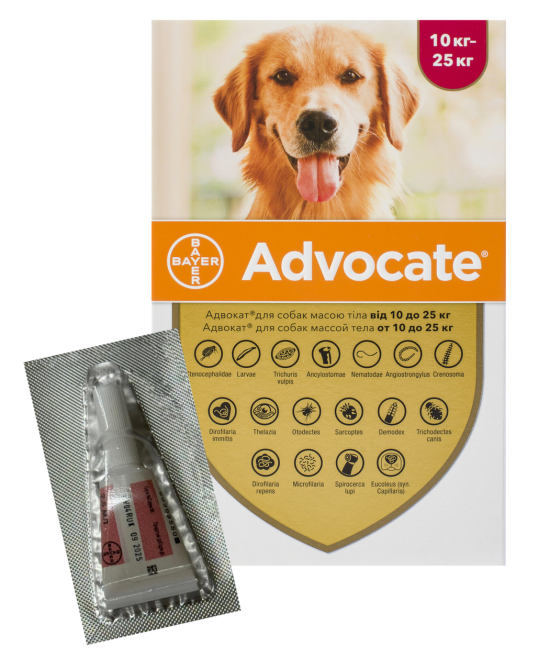 Капли Адвокат для собак весом от 10 до 25 кг (2,5 мл 1 пипетка) BAYER  (срок до 09.2025) Винница - изображение 1