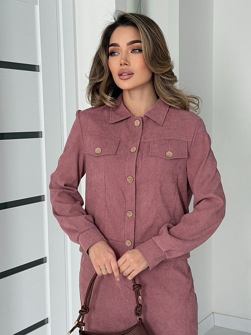 Жіночий костюм з мікровельвету Favorit 54-56, Фрезовий Київ - фото 7