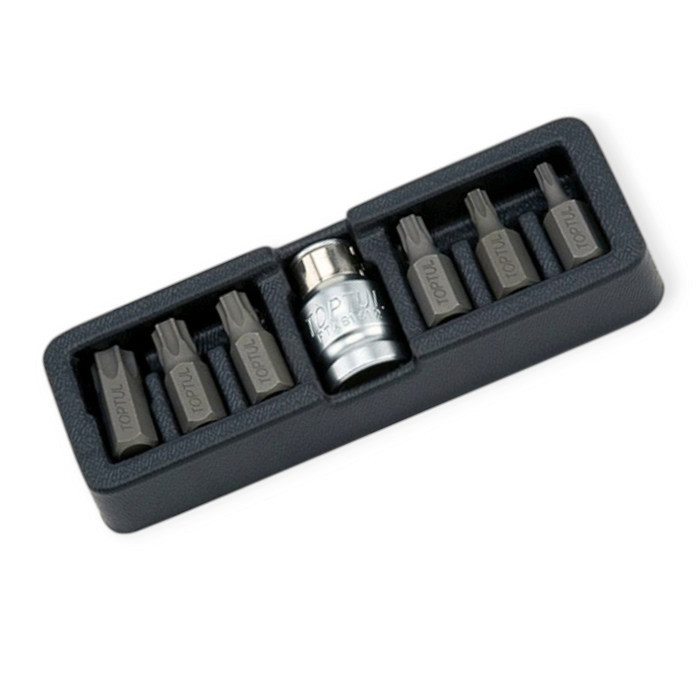 Набір біт 10мм з переходом. 1/2", 6 променів TORX 7 шт Т25-Т55, S2 (футляр) Мукачево - фото 1