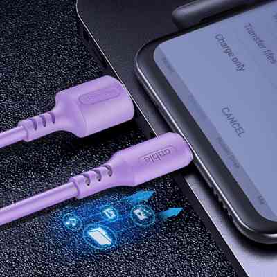 Дата кабель USB 2.0 AM to Lightning 1.0m soft silicone violet ColorWay (CW-CBUL044-PU) Винница