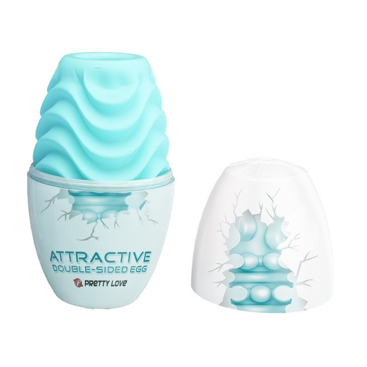 Мастурбатор яйце Pretty Love двостороннє, рельєфне, блакитне, 8.6 х 4.6 см Sex Aura Київ - фото 1