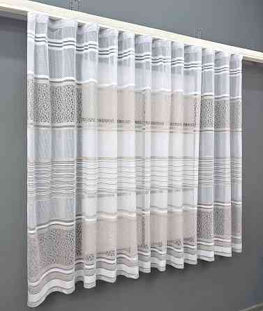 Короткий тюль жакард, висотою 1,5м, колір білий з капучино 1948т Київ