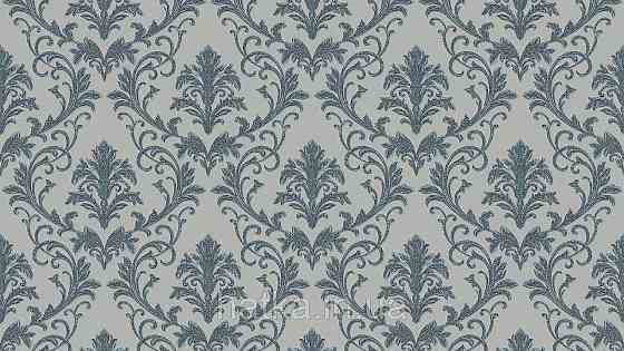 Шпалери метрові вінілові на флізеліні Sintra Classic класика вензелю завитки структурні блакитні срібло на сірому 445242 Київ