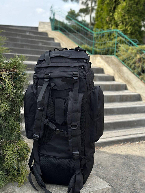 Каркасний рюкзак чорний 120л, система molle, водонепроникний, матеріал оксфорд, для військових Львів - фото 10