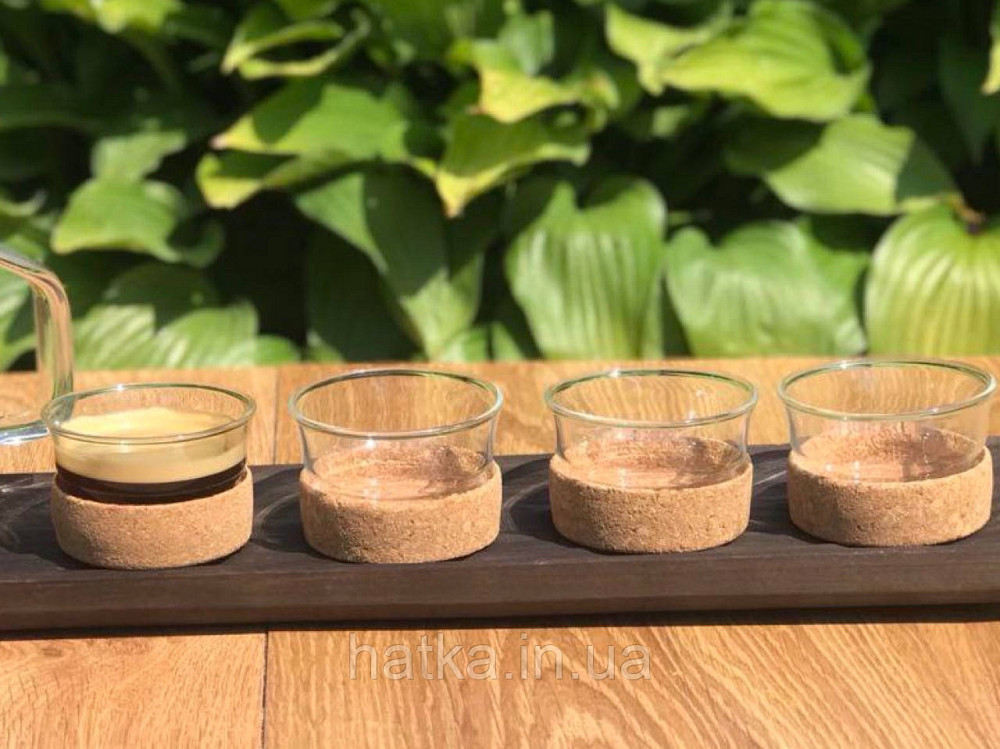 Набір чашок для кави Olens "Button" 4 шт 75 мл скляна чашка з корковою вставкою Київ - фото 1
