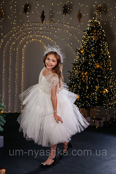 Нарядное белое платье на рост 134-146 Кривой Рог - изображение 4