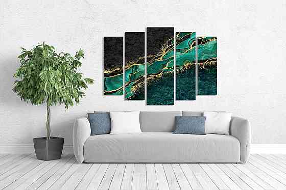 Модульна картина у вітальню/спальню  Флю Арт В зеленому кольорі  LM005_5 99х140 см Київ
