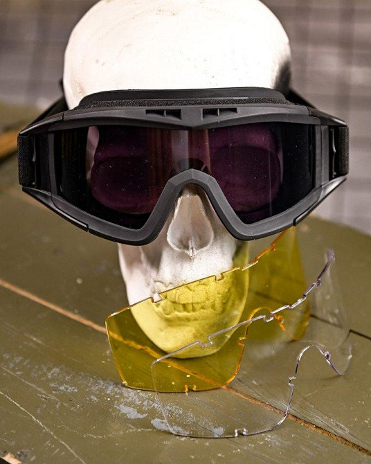 Защитные тактические очки-маска с сменными линзами   black   ПП7845 Одесса - изображение 7