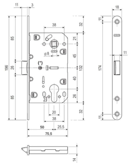 Замок AGB магнитный межкомнатный PZ под цилиндр MEDIANA POLARIS черный Киев - изображение 2