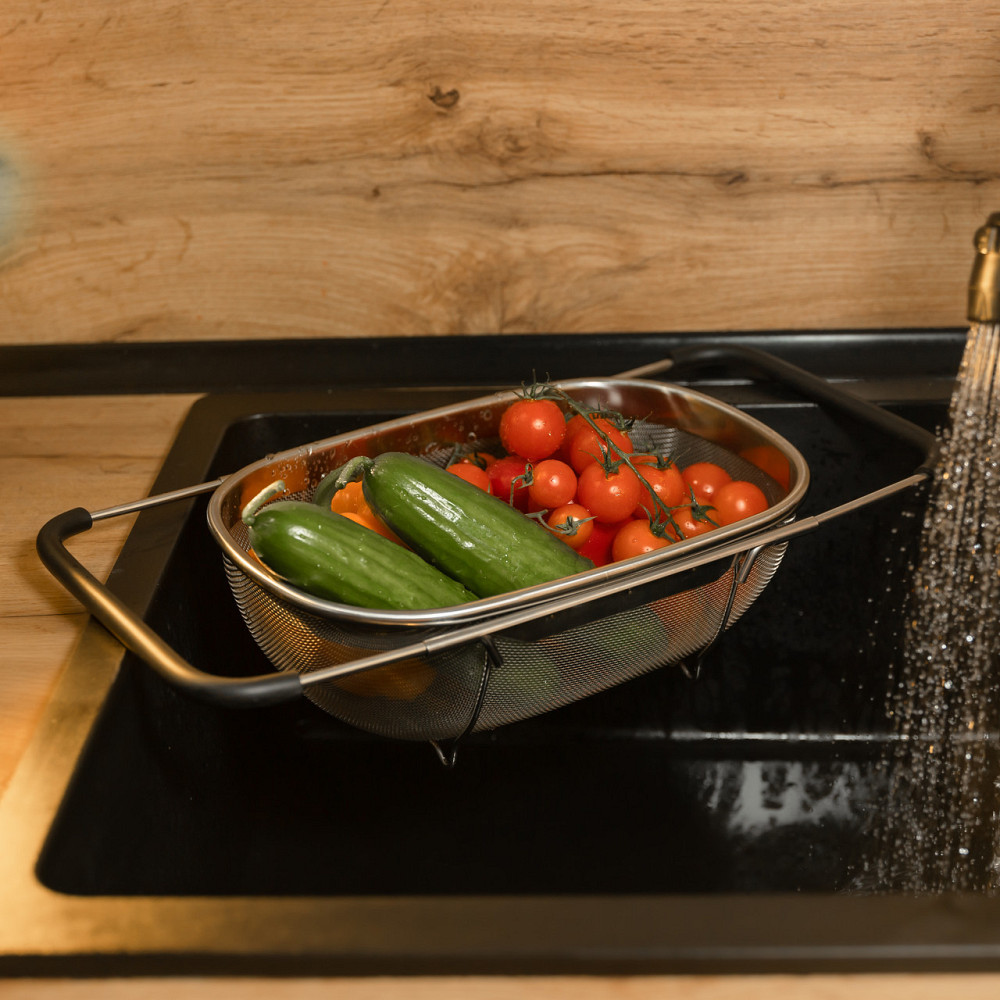 Дуршлаг сито на раковину для мытья овощей и фруктов 29х19х10 см из нержавеющей стали HP-19-18-S Киев - изображение 6