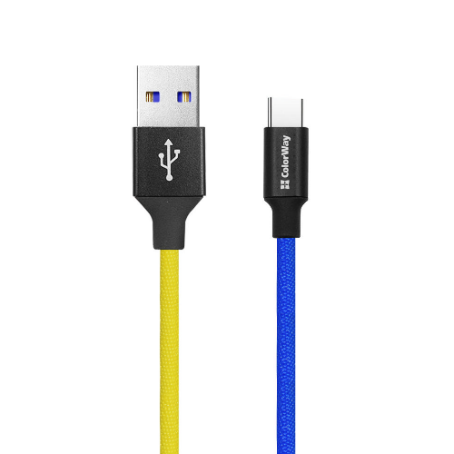 Кабель USB Type-C ColorWay CW-CBUC052-BLY 2,4A 1м синій/жовтий Житомир