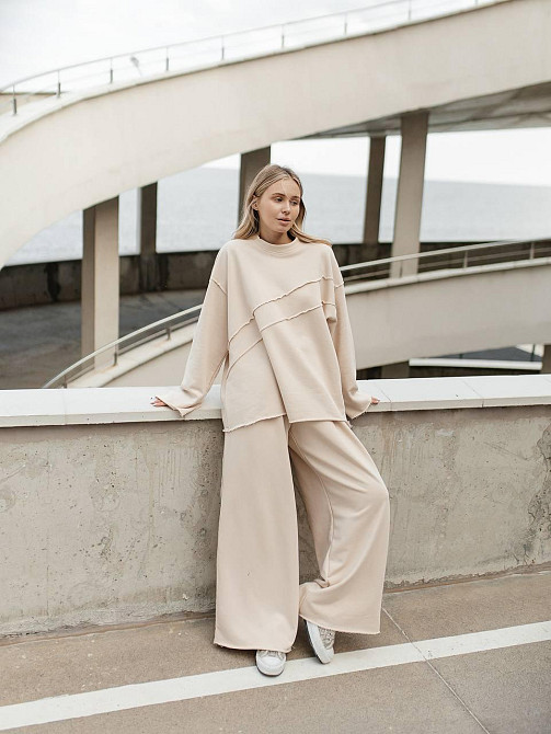 Женский стильный оверсайз костюм двойка: кофта и штаны турецкая трехнить петля пенье Таш Одесса - изображение 8