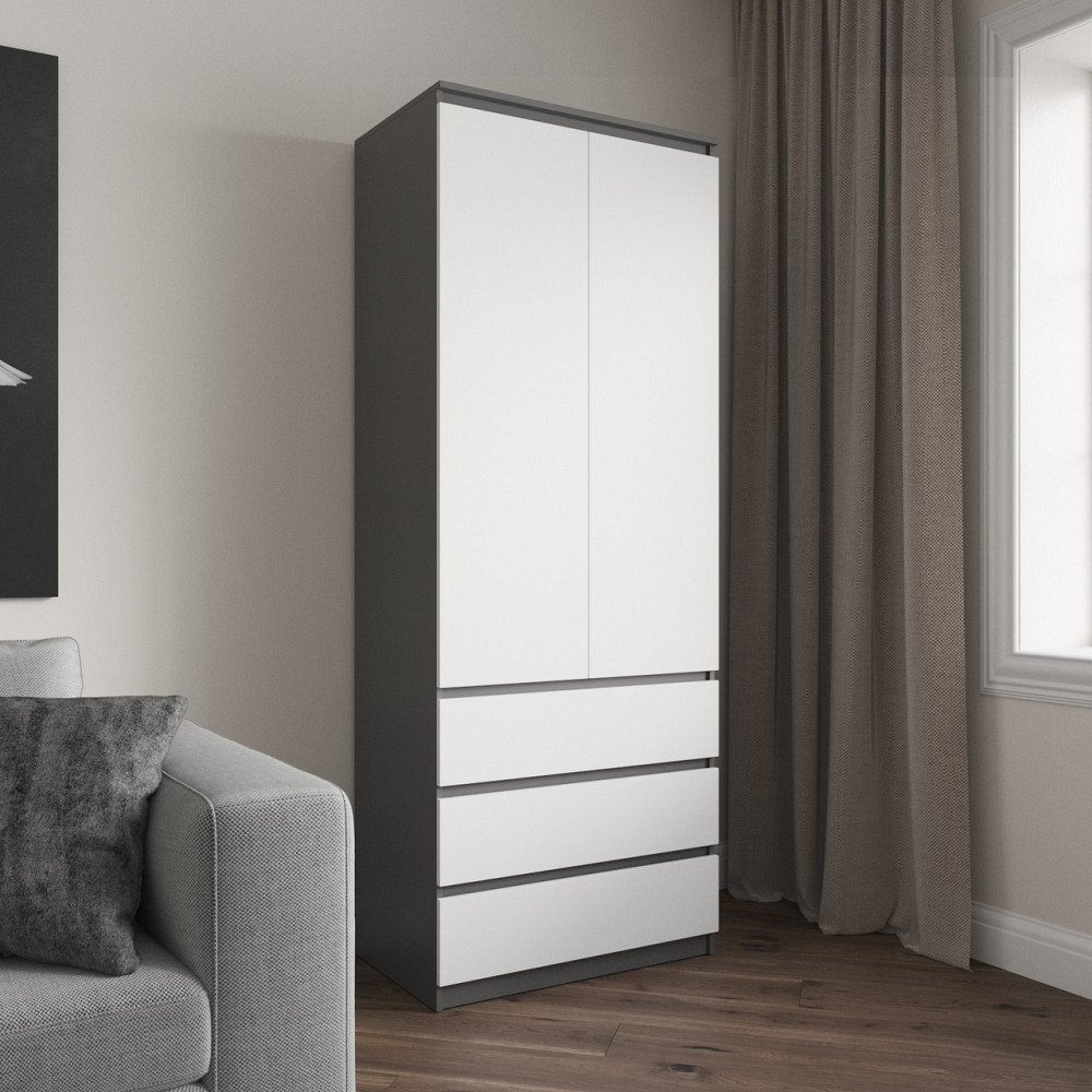 Шафа для одягу VAYS R-16, 3 шухляди, полиці, без ручок, ЛДСП, 80×50×211 см – для спальні, вітальні, передпокою Львів - фото 8