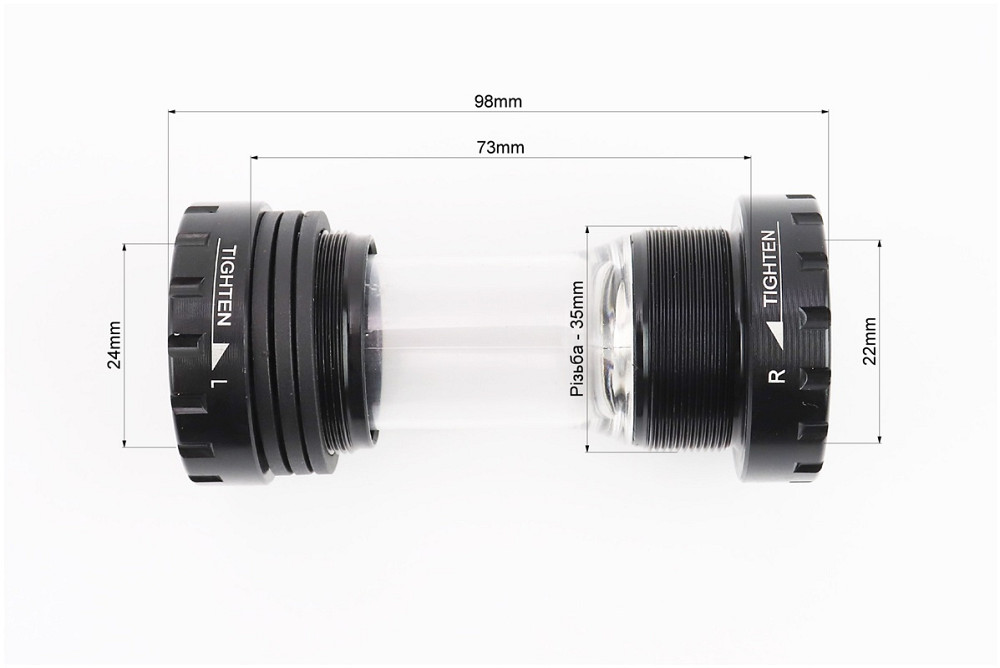 Каретка Hollowtech II MTB 68-73мм, під інтегровану вісь 24мм (адаптер 22мм), KL-101A Київ - фото 2