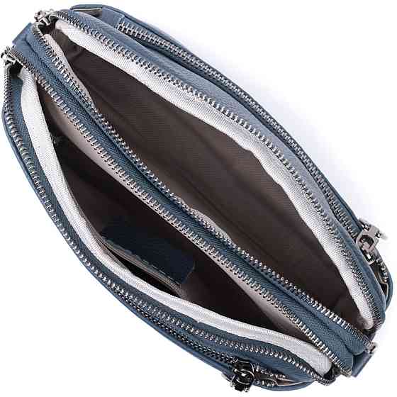 Стильная сумка для женщин с карманами из натуральной кожи Vintage 22600 Синяя Киев