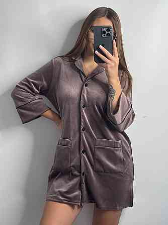 Женская рубашка-халат плюш-велюр Мокко ч/к XL-XXL Харьков