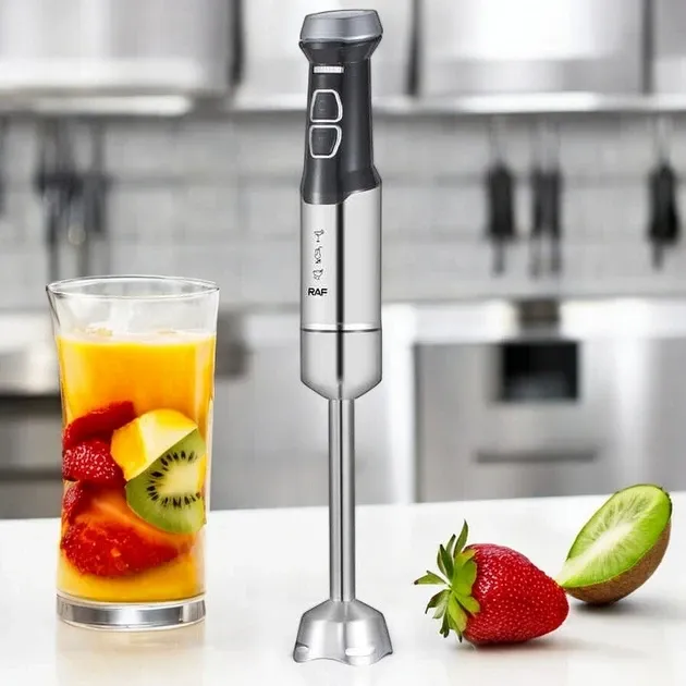 Блендер занурювальний Domotec/RAF R-365 900Вт, 4 леза, турборежим, нержавіюча сталь, сірий Одеса - фото 6