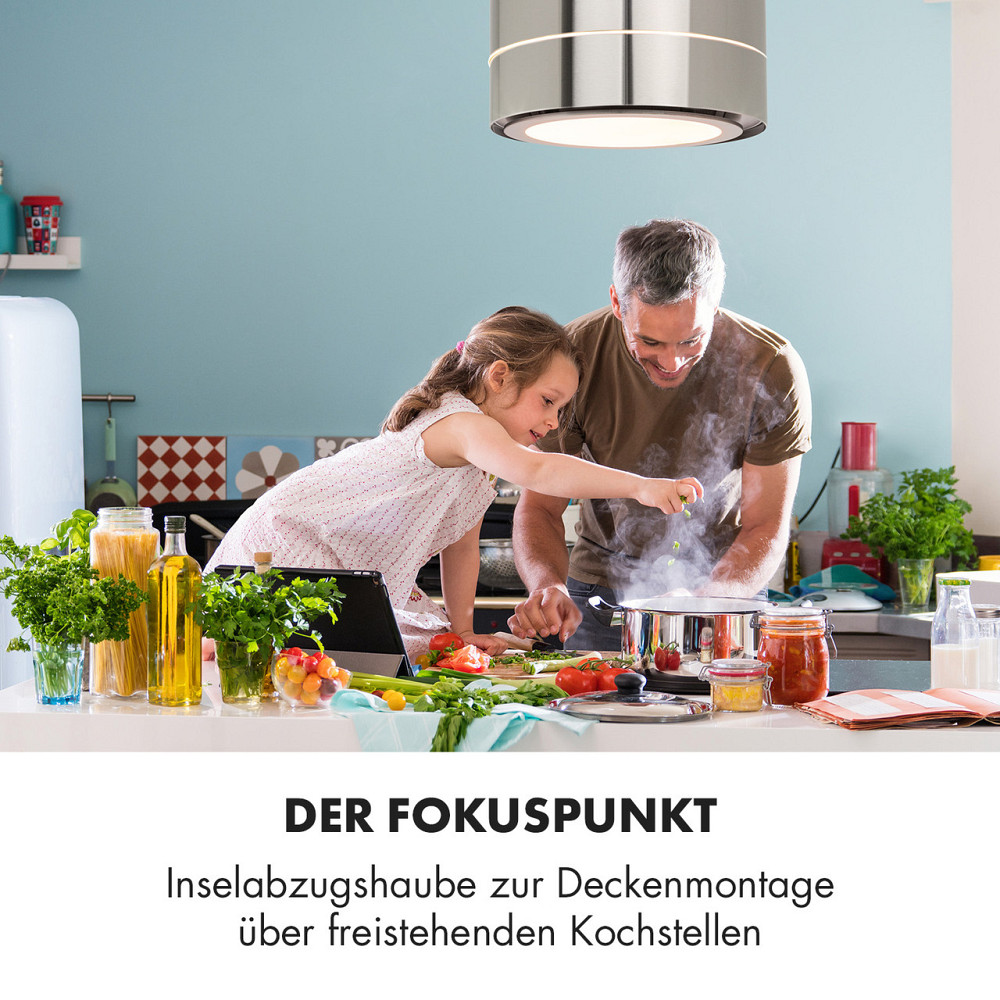 Островная вытяжка Tron Ambience Ø38см рециркуляция 540м³/ч LED нержавеющая сталь серебро (Германия, читать Ровно - изображение 2