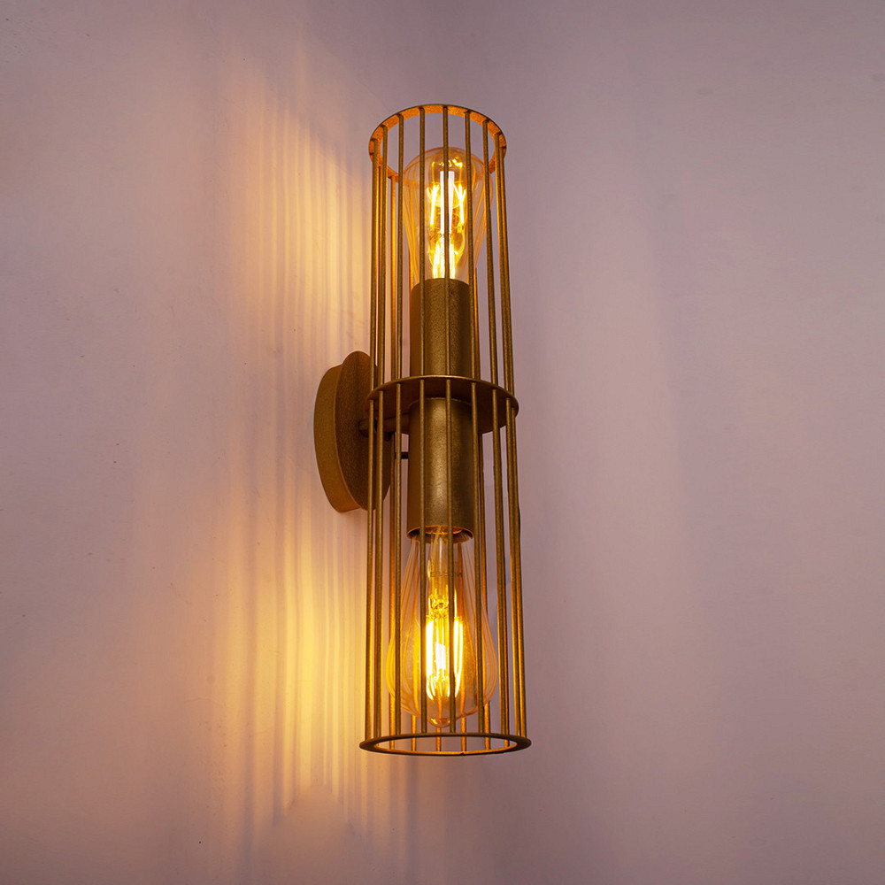 Бра під дві лампи Е27 MSK Electric Malta настінний світильник у стилі лофт MR 1040 GD Київ - фото 2