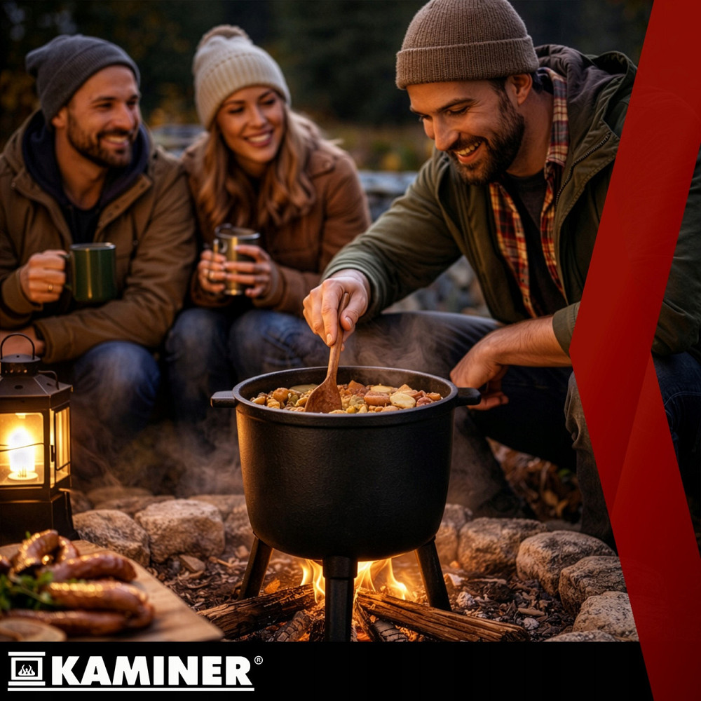 Чавунний казан на 8 літрів із кришкою та ніжками для багаття Kaminer (27376) Нововолинськ - фото 8