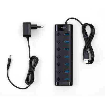 Концентратор Vinga USB3.0 to 7*USB3.0 1m cable with Switch and Power Adapter (VHA3A7B) Винница
