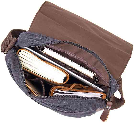 Сумка почтальонка текстильная Vintage 20604 Черная Киев