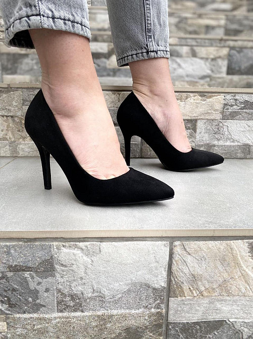 Туфлі жіночі S.S чорні еко-замша каблук 9 см розміри 36-41 (2754) Коломыя - изображение 9