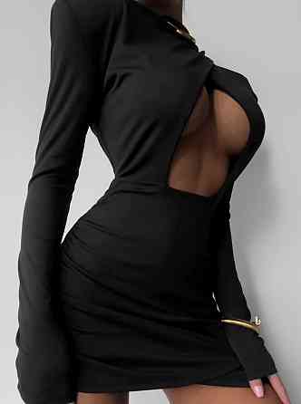 Жіноча приваблива стильна мінісукня з вирізом мікродайвінг Чорна, 46/48 Одеса