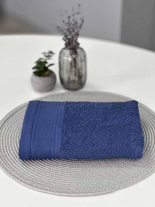 Махровий рушник IDEAL TEXTILE Легкий бриз 70х140 см 450 г/м2 100% бавовна Синій Чернівці - фото 4