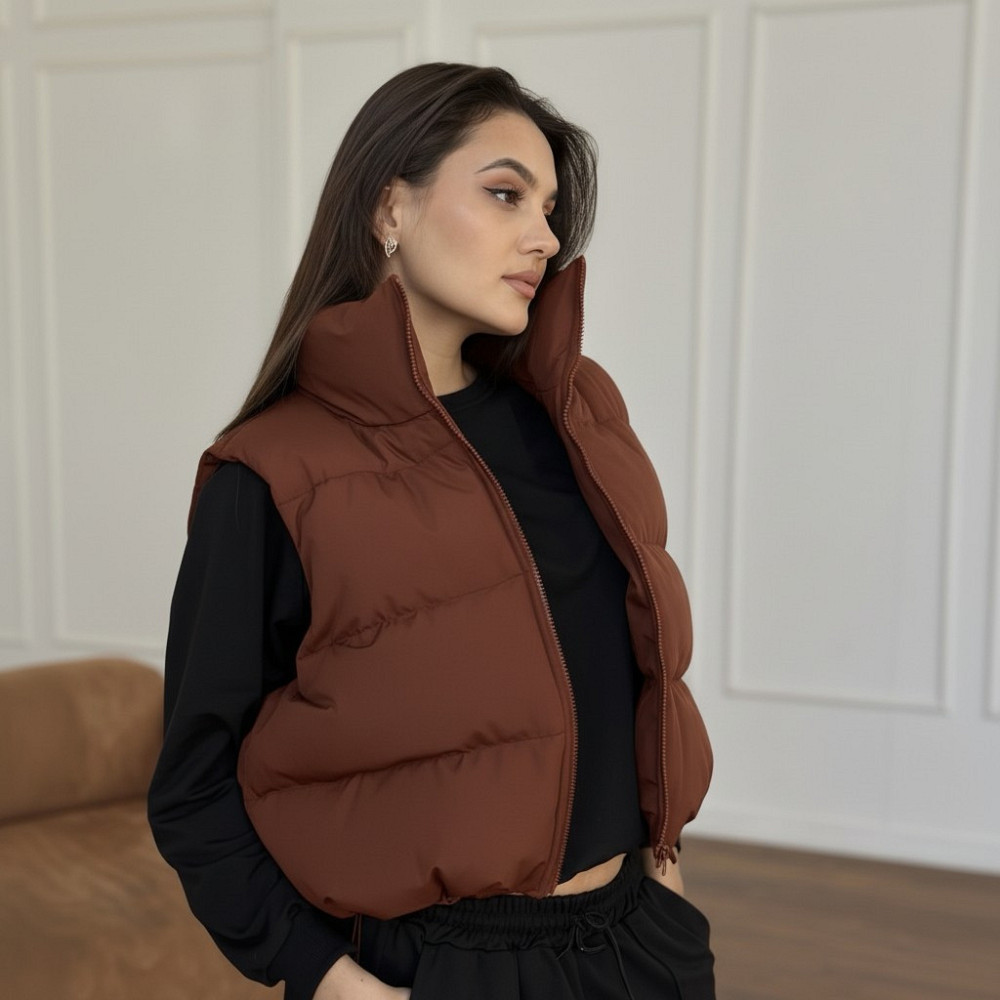 Жилетка чорна жіноча укорочена Коричневий 42/44 Харків - фото 11