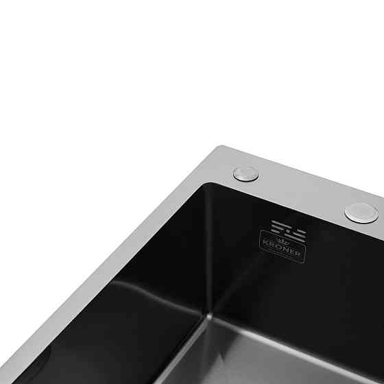 Кухонная мойка с нержавеющей стали интегрированная Kroner KRP Schwarze - 6350LHM PVD (3/1 мм) черная Киев