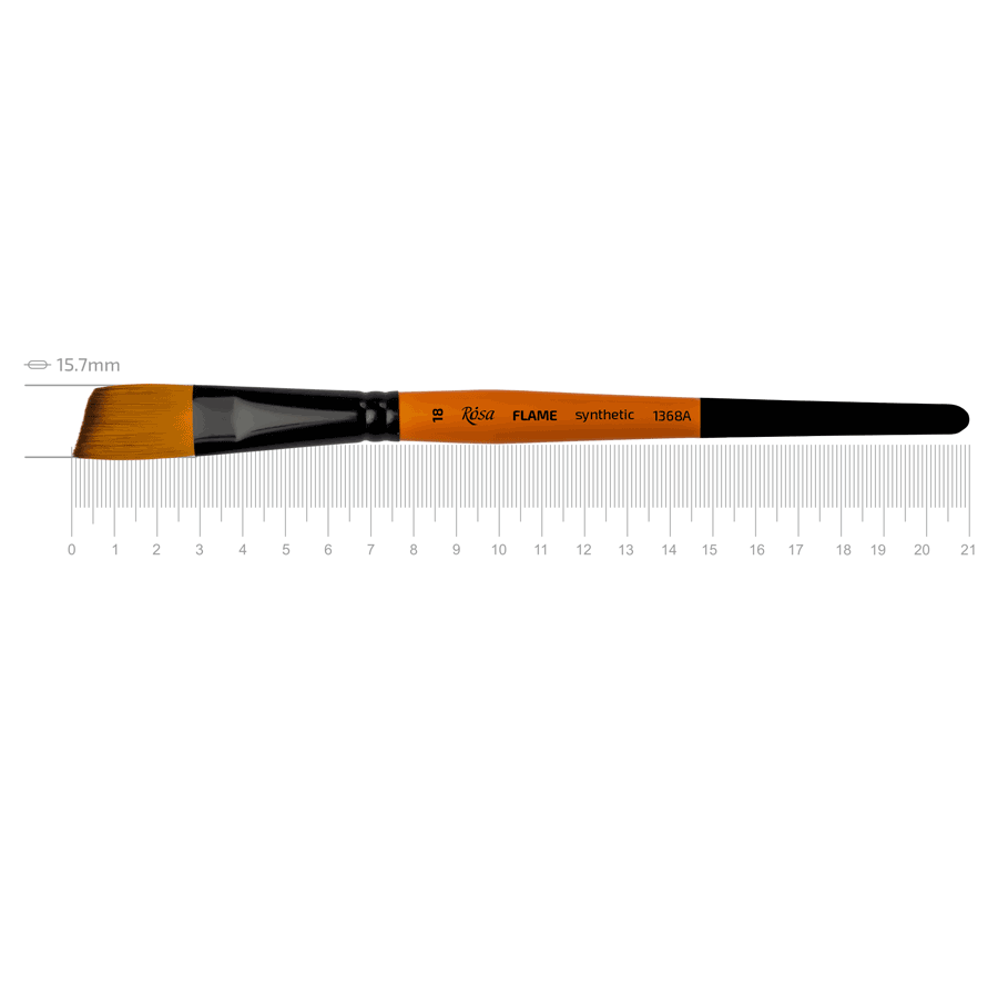 Кисть синтетика угловая FLAME 1368А No18 короткая ручка ROSA Киев - изображение 1