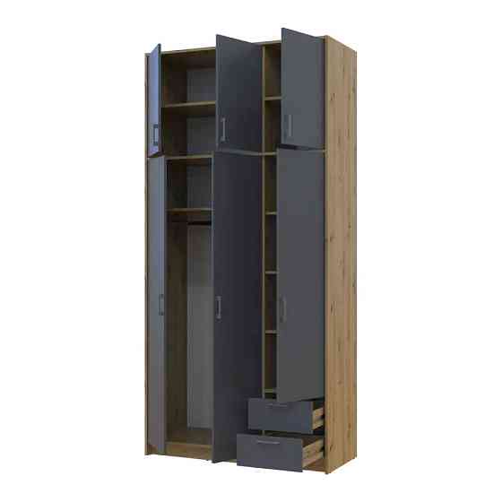 Шафа для одягу Doros Ронді з високою антресоллю Дуб Артизан/Графіт 3 ДСП 121х52х260 (DRS-011873) Львів