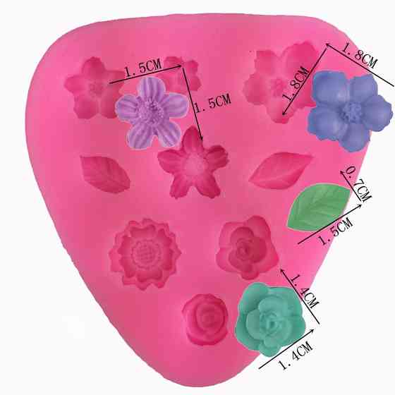 Молд маленький Цветочки 80 на 75 мм розовый Киев