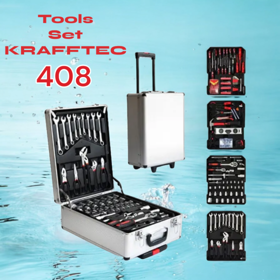 Набір інструментів KRAFFTEC Tools Set 408 предметів – універсальний комплект для будь-якого майстра та автолюбителя Одеса