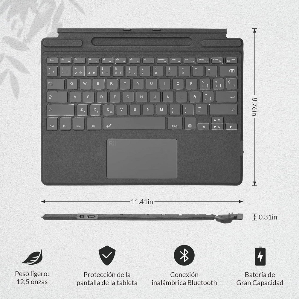 Бездротова Bluetooth-клавіатура для Microsoft Surface Pro 8/9/X з підсвіткою 7 кольорів, магнітне кріплення, сенсорна панель Київ - фото 2