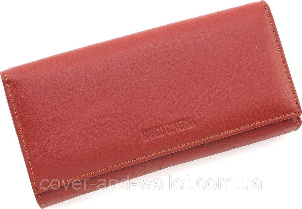 Женский бордовый кожаный кошелек на много карточек Marco Coverna Коричневый Киев - изображение 2