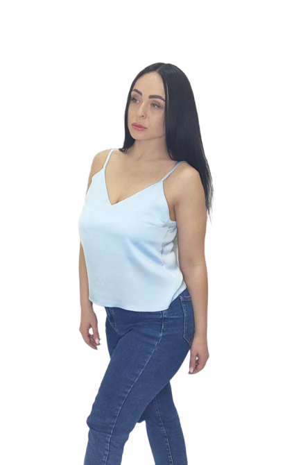 Базовая майка женская атлас Голубой M Харьков - изображение 2